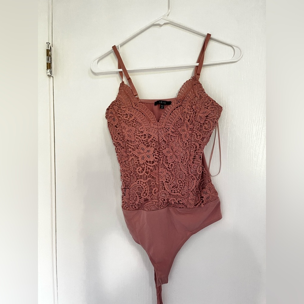 Pink lace bodysuit